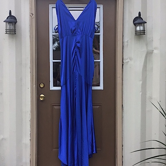 Xpluswear Plus Royal Blue Deep V Neck Maxi Dress - Picture 3 of 13